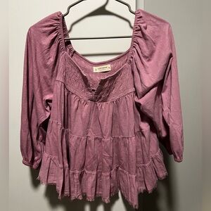 Lucky Brand Pink Peasant Top